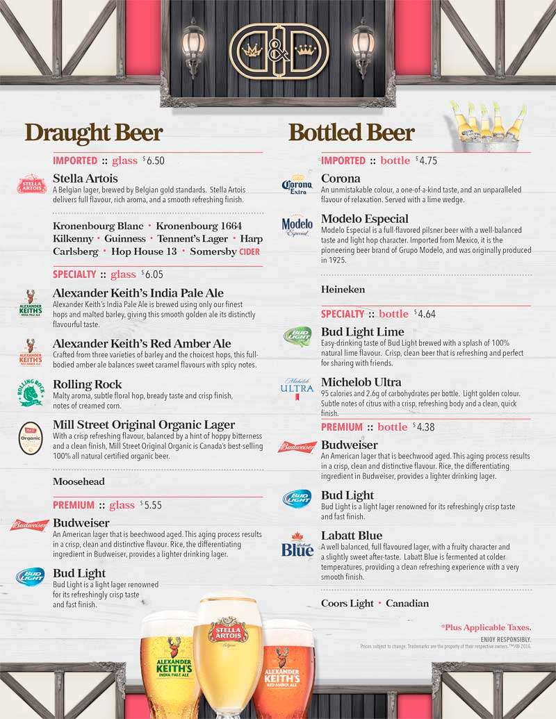 The Duke and Duchess Our Menus